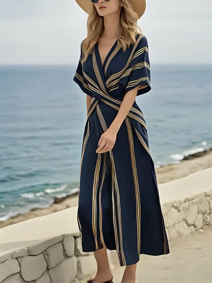 Šaty z ľanového materiálu s názvom Midnight Elegance