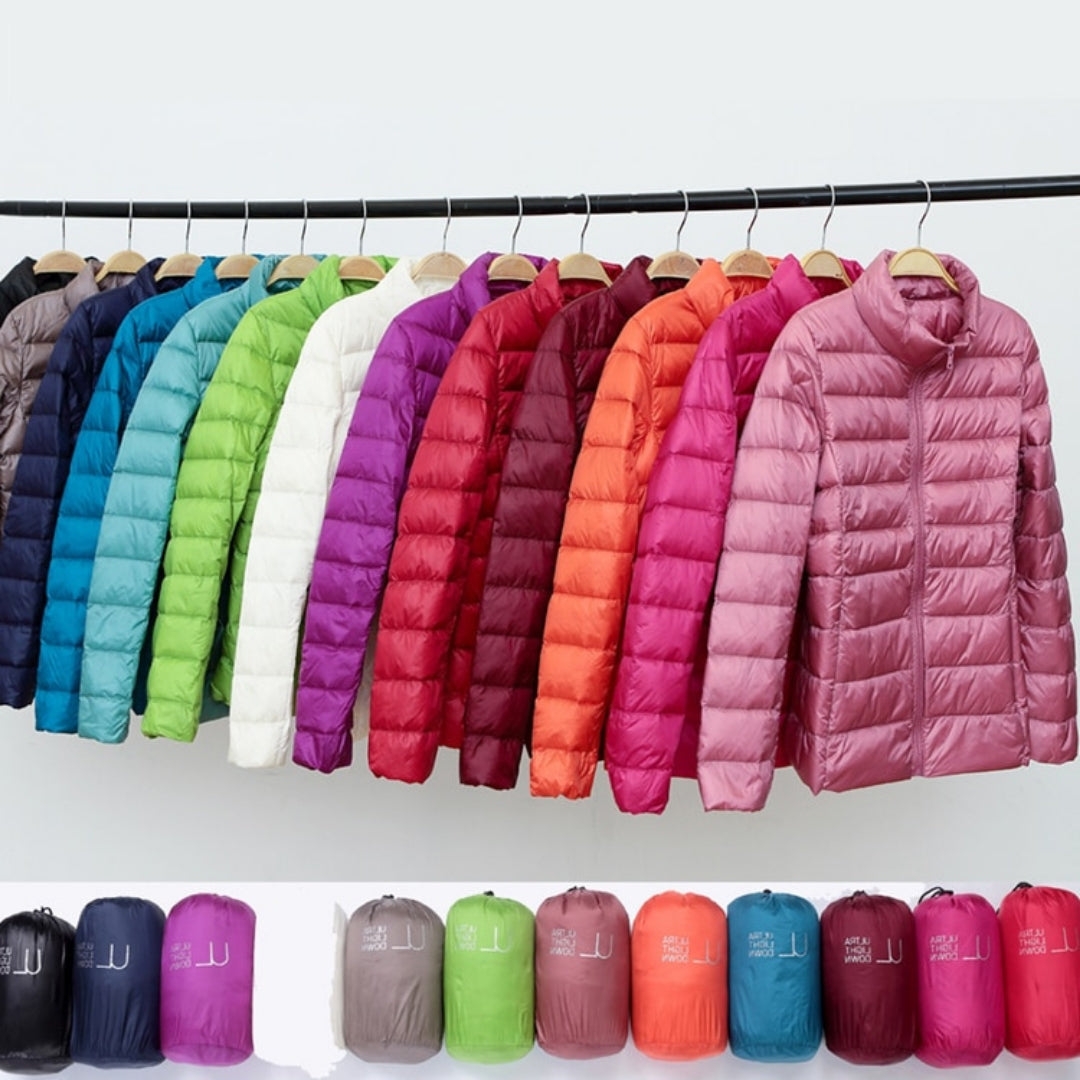 Aurora - Nová ultralight bunda s bielymi kačacími perami
