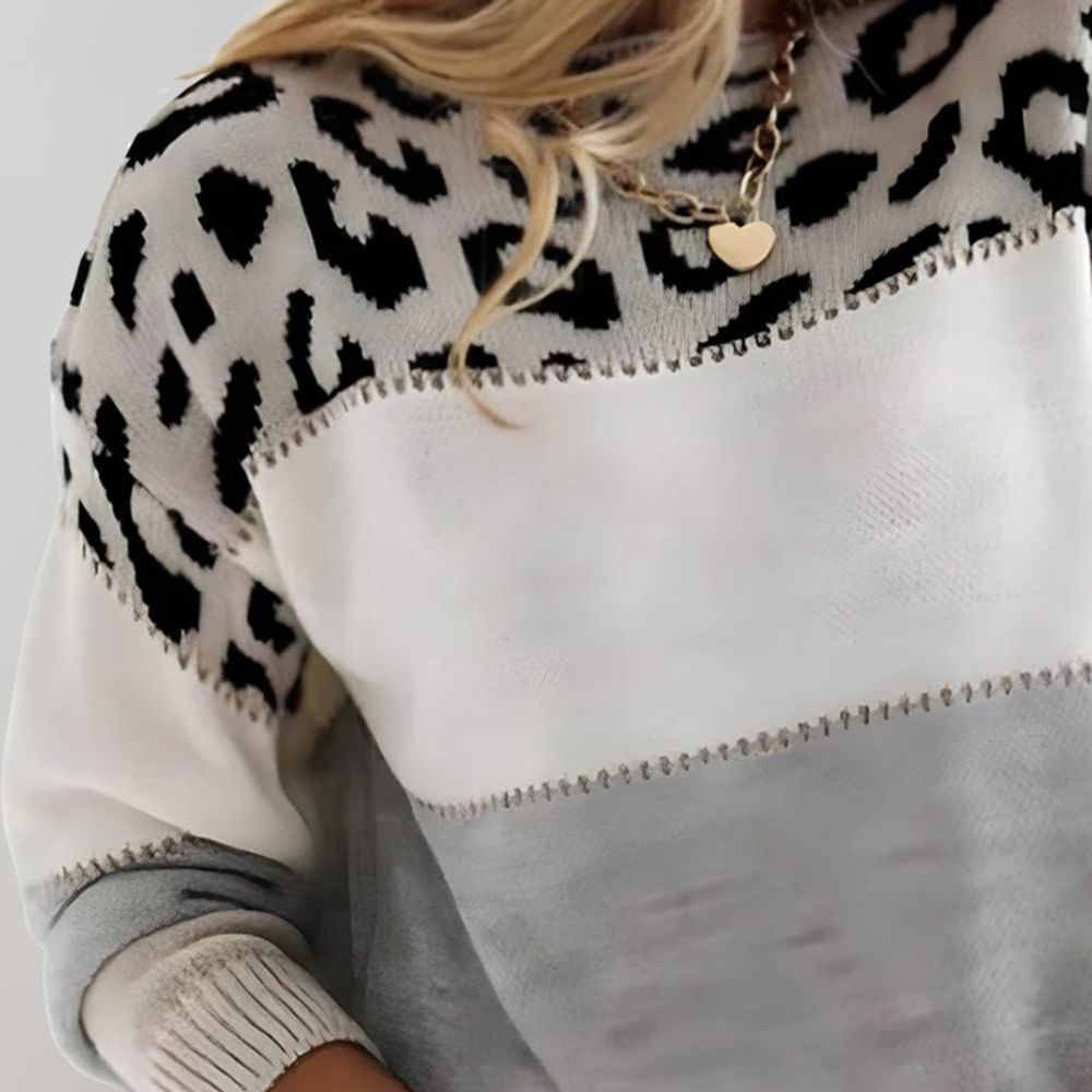 Diane | Pletený sveter s leopardím akcentom