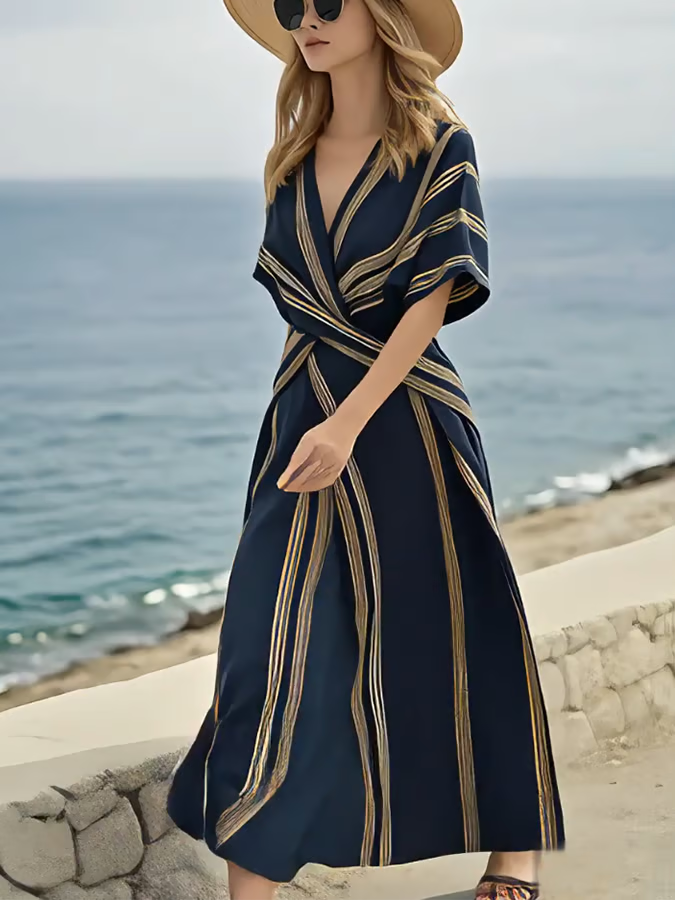 Šaty z ľanového materiálu s názvom Midnight Elegance